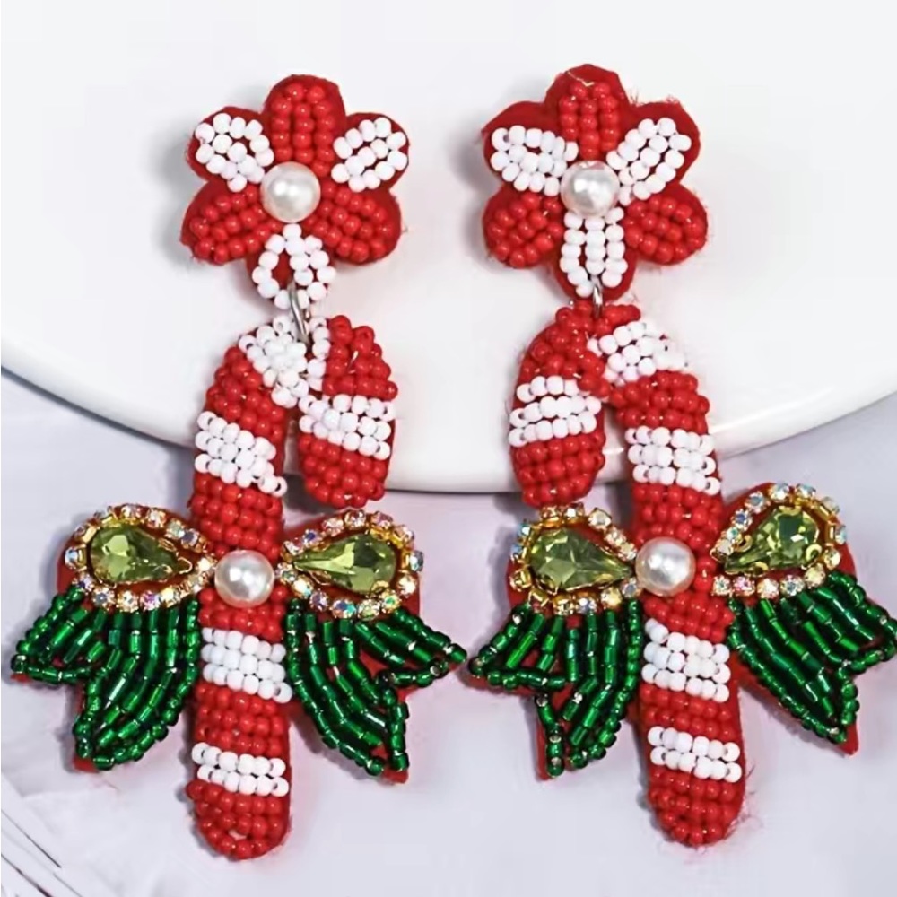 Candy Cane Christmas earrings sparkly